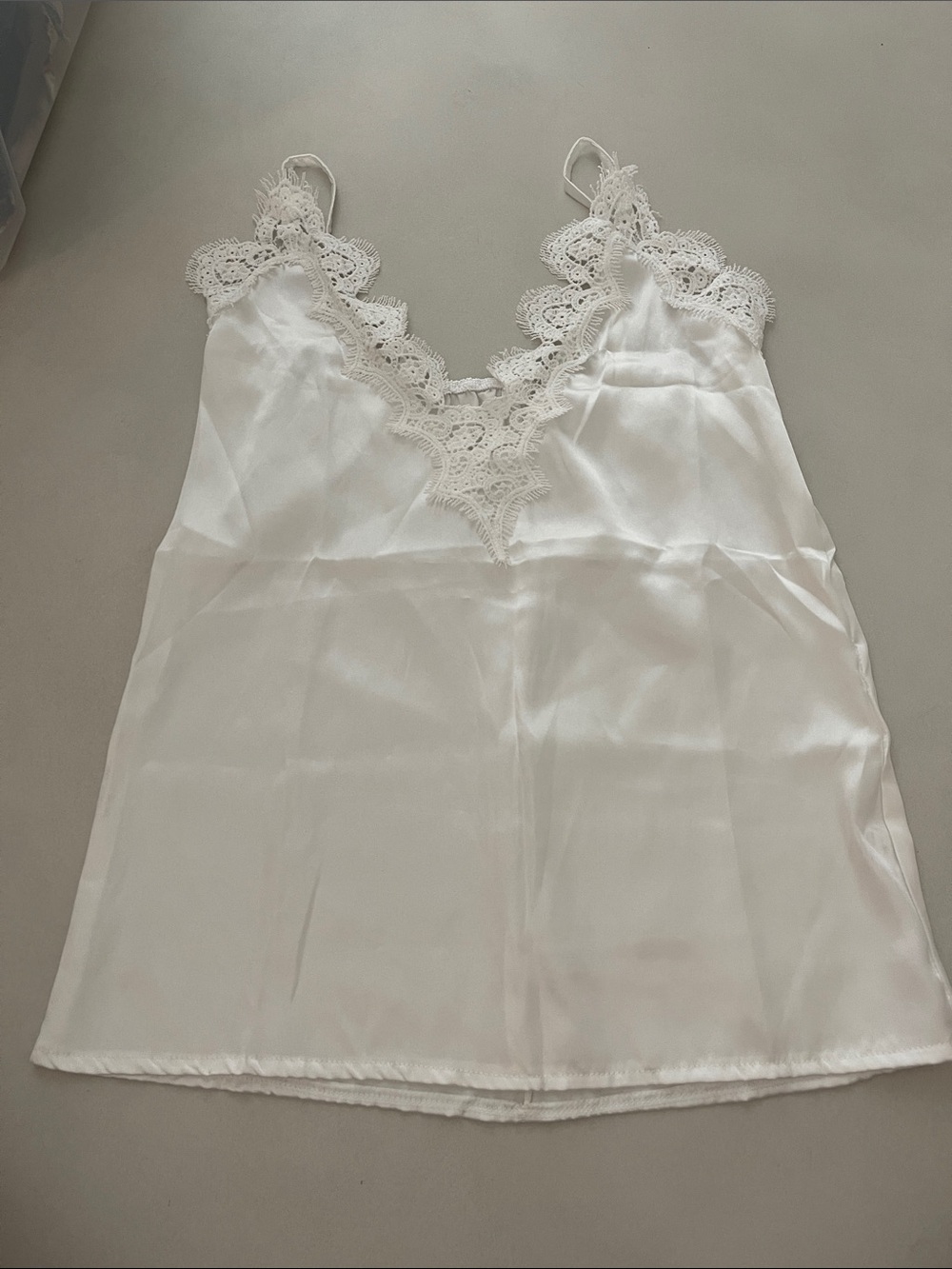 Amazon White Satin Lace-Trim Camisole